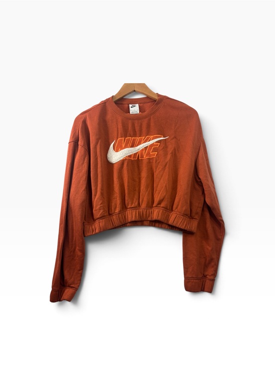 Nike Tops - Nike Cropped Crewneck Fleece Sweatshirt Womens Size Small Orange Elastic Banded